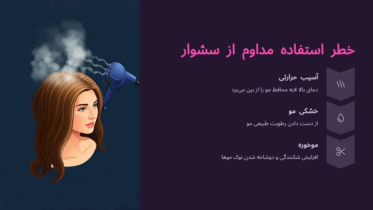 استفاده بیش از حد از سشوار با حرارت بالا