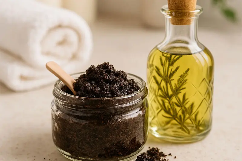 اسکراب ساده قهوه و روغن زیتون
